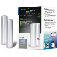CASO 6 Sterne Profi-Folienrollen 20 x 600 cm, 2 Rollen, für alle Vakuumierer, SousVide-geeignet, wiederverwendbar, stark und reißfest ca.150 μm, 100% aromadicht, Schutz vor Gefrierbrand