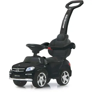 Jamara Rutscher Mercedes-AMG GL 63 2in1 – Kippschutz, Kunstledersitz, Kofferraum, Schub- und Haltestange mit Rückenlehne/Schutzbügel, Licht vorne/hinten, Motorsound, Hupe, Musik, schwarz, 460434