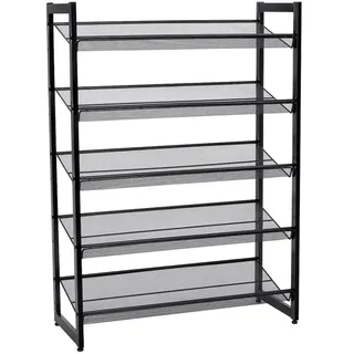 Songmics Schuhregal 74 x 104 x 30,7 cm schwarz / schwarz