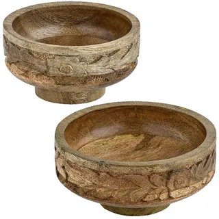 Marrakesch Orient & Mediterran Interior 2er Set Boho Deko Schale Obstschale Holzschale Lulua