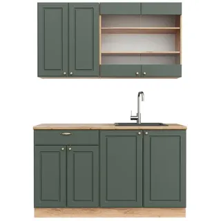 Vicco Küchenzeile Fame-Line 140 cm Grün-Gold