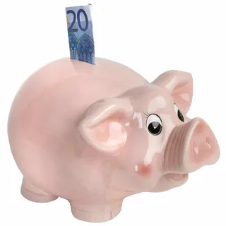Jumbo Sparschwein XXL glasiert | Großes Sparschwein für Münzen & Scheine | Edle Spardose | Dekoratives Geschenk | Sparen mit Stil | Robust, rutschfest, aus Keramik | 24x16,5 cm