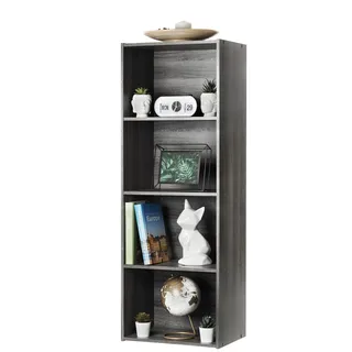 Iris Ohyama Modernes Bücherregal, 4 Etagen, 40cm breit, Grau, Vielseitig, Modular, Offenes Regal, Für Wohnzimmer, Büro, Schlafzimmer, Platzsparend, Bücher, CD, Dekor, Einfacher Aufbau, CX-4