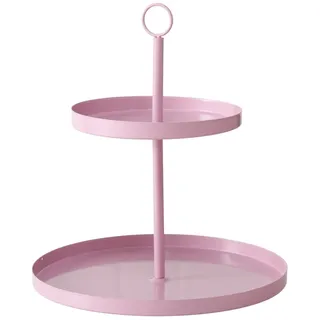 Boltze Etagere Samina (Farbe Hellrosa, aus Metall, 2-stöckig, Höhe 34 cm, Ø 30 cm, Deko, Minimalistisches Design, Etagenständer für Obst, Desserts, Snacks, Servierplatte) 2061233