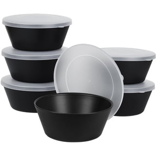 Greentainer Schüssel 24 OZ Müslischalen mit Deckel/Salatschalen, 6er 710ml Unbreakable Cereal Bowls|Obstschale, Suppenschüssel für Kinder und Erwachesene|Leicht & Bruchsicher |Schwarz