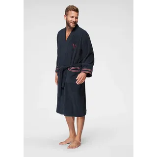 Bruno Banani Herrenbademantel "Roy, ideal für Sauna & Spa, Standardlänge & Überlänge" 1 Stk. farblich abgesetzten Streifen, Bademantel, S-3XL, auch in extra lang, marine