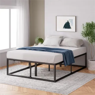 Zinus Joseph Bett 120 x 190 cm – Bettgestell 46 cm hoch mit Stauraum unter dem Bett – Plattformbett aus Metall mit Halterung aus Stahl – Schwarz