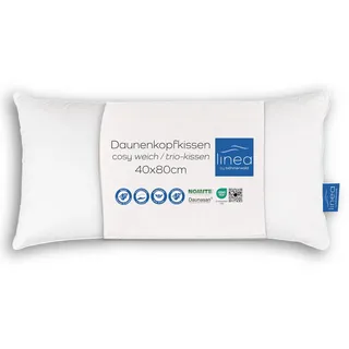LINEA by böhmerwald - cosy - 3 Kammer-Kopfkissen weich, 40 x 80, Innen:100% Federn, Äußere Kammern:90% Daune/10% Feder, Allergiker geeignet, waschbar bis 60°C, in Deutschland produziert