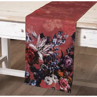 DRW Tischläufer aus Baumwolle mit Digitaldruck mit Blumen, 33 x 180 cm, Mehrfarbig, estandar