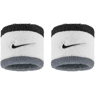 Nike Swoosh Classic Wristbands 2er Pack Schweißbänder Tennis Fitness Running Handgelenkbänder Sport, White/Cool Grey/Black, One Size