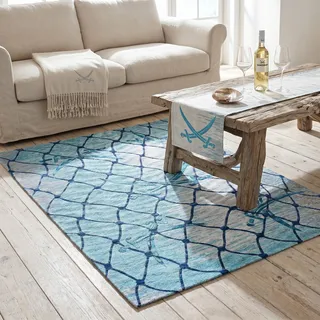 Sansibar Keitum 005 Webteppich 160 x 230 cm Blau/Türkis