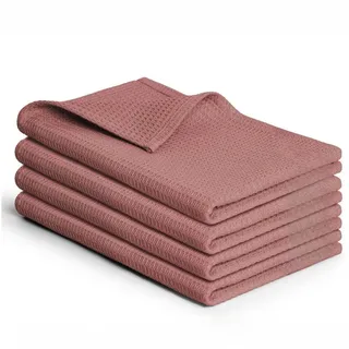 Blumtal Blumtal® Geschirrtücher 50x70 cm im 4er Set - Geschirrtücher Baumwolle 100% - Küchentücher bei 60 °C waschbar - Küchentücher Baumwolle - Trockentücher Küche - Waffeltücher - Geschirrhandtuch in rosa