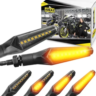 Area1 Motorrad LED Blinker E-geprüft Set (2 Stück) M8 mit Lauflichteffekt kompatibel mit (AD109 (Blinker))