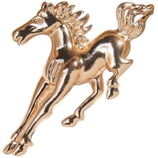 Brosche Schmuck Pferd aus Stahl Farbe Gold Kupfer, 4,5 x 4 cm, Edelstahl