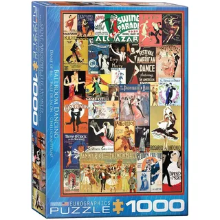 1000 Teile Puzzle - Puzzle - Vintage Art Deco - Klassische Tanzplakate + Puzzle Alu Rahmen für 1000er