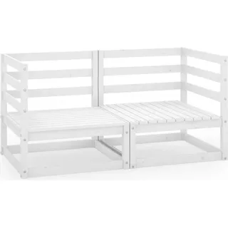 vidaXL Gartensofa 2-Sitzer Weiß Massivholz Kiefer - Weiß