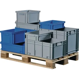 TECWERK Transportbehälter L300xB200xH120mm grau PP Muschelgr.Seitenwände geschl.TECWERK