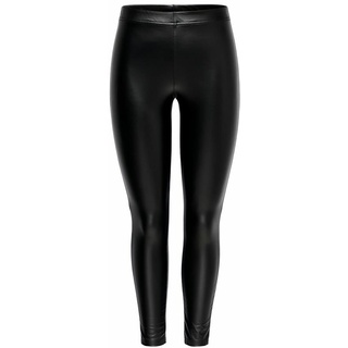 JDY Damen Leder Optik PU Leggings Stretch Biker Look Hose Coated Skinny Pants Wet Look Design JDYSTINE, Farben:Schwarz, Größe:XXS