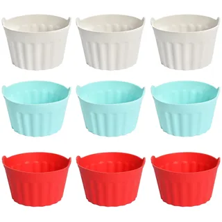 Rieoany Silikon Muffinförmchen Airfryer, Backformen Heißluftfritteuse Set, Antihaft Cupcake Muffinform Silikon Wiederverwendbar 9er Pack