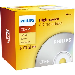 Philips CD-R Rohlinge High-Speed (700 MB / 80 Minuten, 52x Speed , 10er Jewel Case)