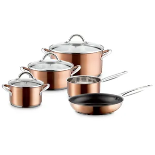 Mäser Asterion Topf-Set 8-tlg. Bratentopf + Fleischtopf + Kasserolle + Pfanne + 3 x Glasdeckel