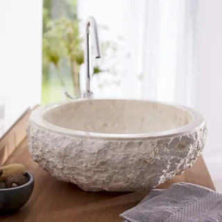 Scrula - Waschbecken aus Marmor cream ∅ 45 cm