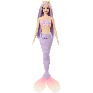 Mattel Barbie Meerjungfrau-Puppe mit fliederfarbenem Haar in Violett und Haarband,