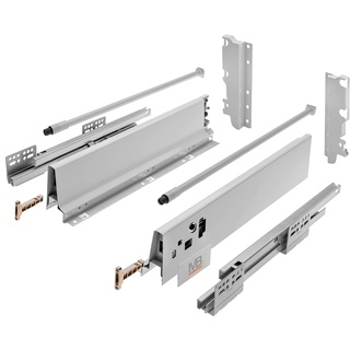 GTV - Modern Box Schublade I L=450mm H=210 mm I Grau I Leises Schließen I Belastung bis zu 40 kg I Einfache Installation I Synchronisation des Fahrweges der Führungen I PB-D-KPL450C