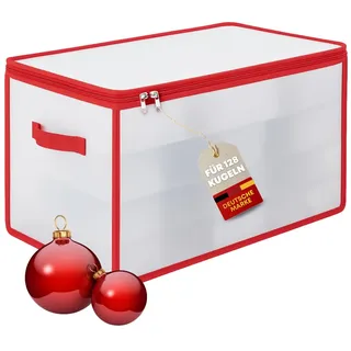 Quality-Collection Weihnachtskugel Aufbewahrungsbox XL | Für 128 Weihnachtskugeln | Sichere & stilvolle Aufbewahrung für Weihnachten | Christbaumkugeln | Christbaumschmuck | Faltbar mit Reißverschluss