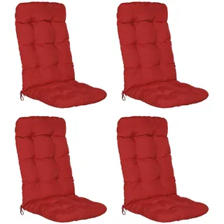 Beautissu Hochlehner Auflage 120 x 50 x 8 cm rot 4-tlg.
