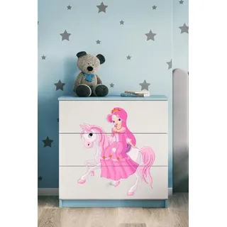 Kinderkommode mit Schubladen Prinzessin zu Pferd in der Farbe Blau Babydreams - Blau