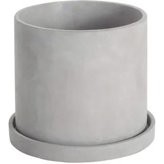 Ekirlin Zement Blumentopf Ø14.5cm mit Untersetzer für Zimmerpflanzen | Betonoptik, Mit Ablaufloch & Untersetzer, Minimalistisch, Robust, Auch als Übertopf, Für Innen & Balkon