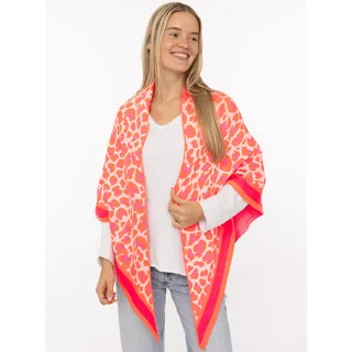 Dreieckstuch ZWILLINGSHERZ "Leo-Rand", Damen, pink koralle, Strick, Materialmix, gemustert, mehrfarbig, Modetücher Dreieckstuch, Leopardmuster, Strick, wärmend
