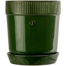 Sagaform Elise Blumentopf aus Steinzeug in der Farbe Grün, Maße: 17cm x 17cm x 19cm, 5018395