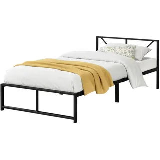 [en.casa] Metallbett Meran Metallbett Bettgestell Einzelbett 90 x 200 cm Stahl Schwarz - Schwarz