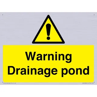 Warnschild mit Aufschrift "Warning Drainage Teich", 200 x 150 mm, A5L