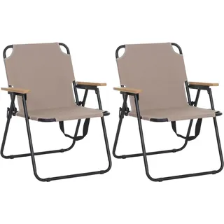 MCW 2er-Set Campingstuhl Q43 Klappbar Bambus Metall Stoff/Textil Creme