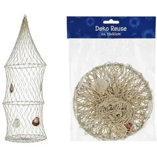 Posten Anker Deko Reuse Fischernetz zum Aufhängen inklusive Kleiner Dekoartikel | Tolle Dekoration für z.B. Badezimmer ca. 16x50 cm I Maritime Deko I Dekoreuse