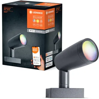 LEDVANCE Smarte LED Gartenleuchte mit WiFi Technologie, Basispaket mit 1 Spot-Strahler für Außen, RGB-Farben änderbar, Kompatibel mit Google und Alexa Voice Control, SMART+ WIFI GARDEN SPOT 1P