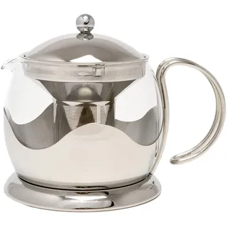 La Cafetière Teekanne aus Glas, lose Blätter, mit Teesieb, 1 l, silberfarben, Silber