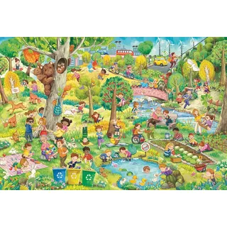 Schmidt Spiele 56531 Spiel, Spaß und Umweltschutz, 150 Teile Kinderpuzzle aus Graspappe