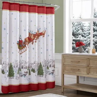 Elrene Home Fashions Duschvorhang mit Weihnachtsmann-Motiv, Mehrfarbig