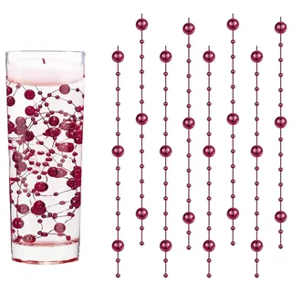 GEFIRE 18 Stück Burgundy Color Wasserperlen Schwimmkerzen Schwimmende Perlen Schwimmende Kerzen Schwimmkerzen für Vase 1,2 M Wasserflaschenfüller Hochzeit Tischdekoration