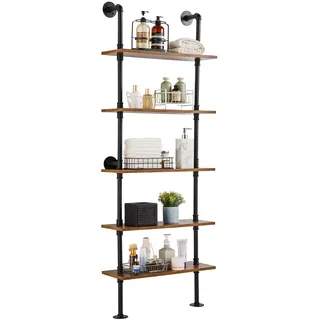 Vevor Industrielles Rohrregal Bücherregal 61 x 25 cm Schwarz