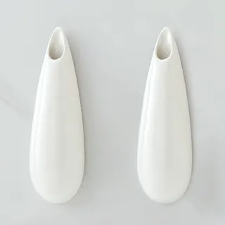 JIDOFUE Hängende Keramik Wandvasen, 30cm/11.8 Zoll, Set von 2, Cubicle Modern Decor, Wand Pflanzenhalter, Vase für Innenpflanzen, wand, Hängende Blumentöpfe für Luftvasen, Weiß