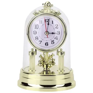 Tischuhr, Europäische Vintage-Stil, Nicht Tickend, Familien-Kamin-Tischuhr, Batteriebetrieben, Heimdekoration für Kinderzimmer, Wohnzimmer, Büro, Geschenkeen (Gold)