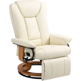 Homcom Relaxsessel Kunstleder 88 x 103 x 78 cm Cremeweiß drehbar mit Liegefunktion