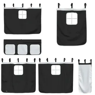 vidaXL Vorhänge für Hochbett Weiß und Schwarz Polyester