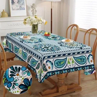 Rechteckiges Tuch für Außen, Boho-Stil, wasserdicht, leicht zu pflegen, für Garten, Küche, Esstisch, 140 x 180 cm