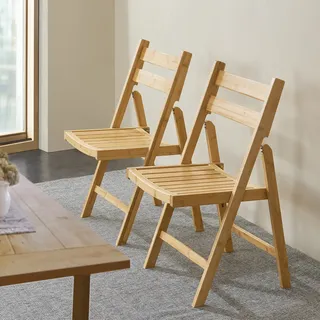 Klappstuhl 'Gran' aus Bambus im 2er Set 78x44cm - Naturbelassen
